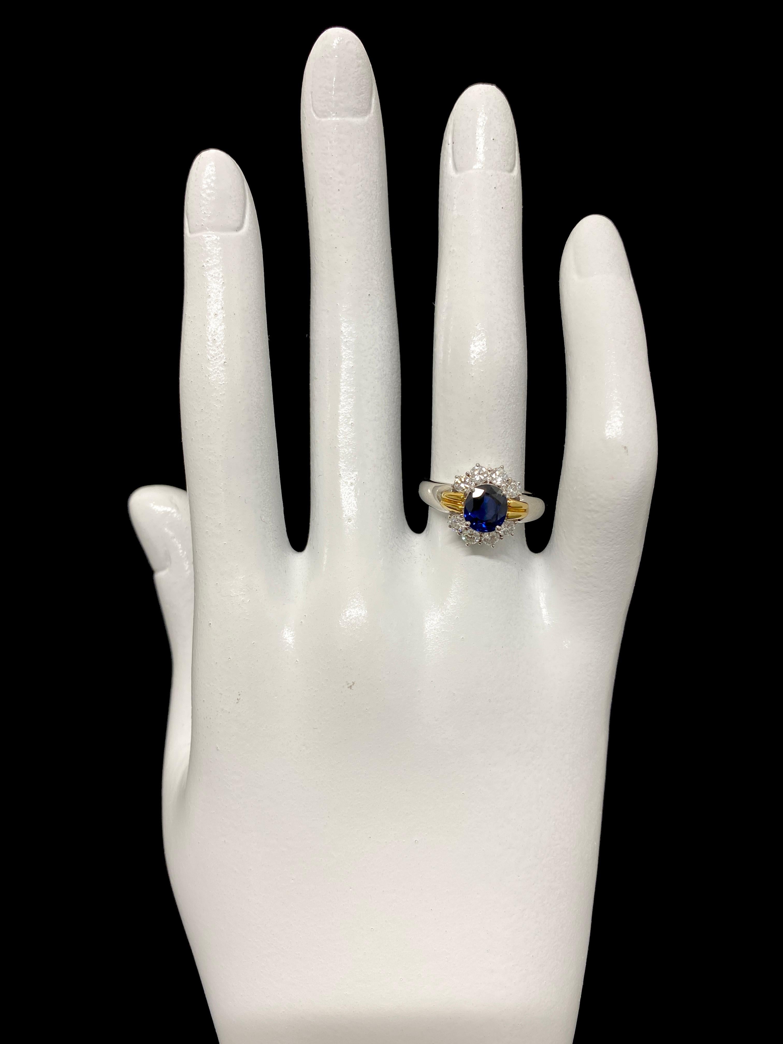 Women's 1.17 Carat Natural Sapphire and Diamond Ring set in Platinum and 18K Gold