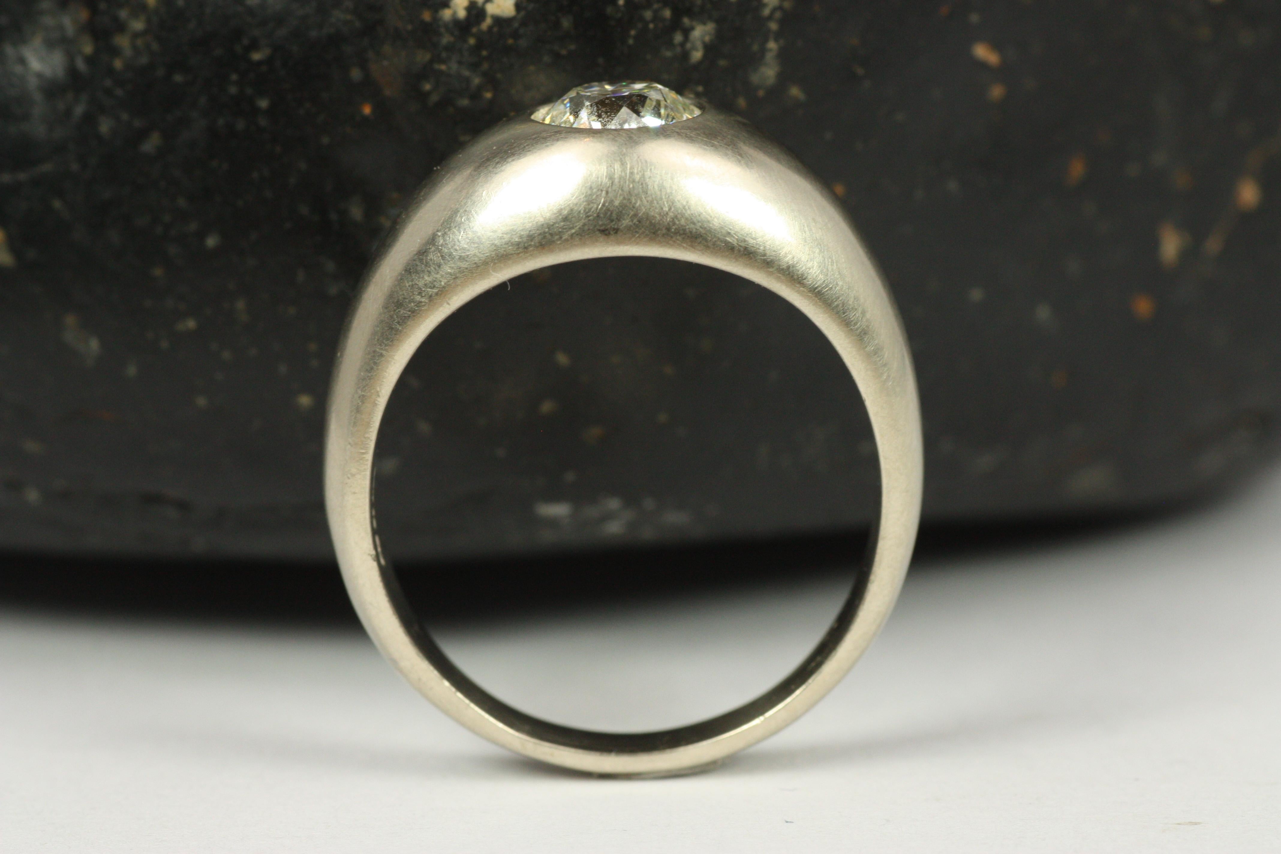 1,17 Karat Old Mine Cut Diamant Solitär Gypsy Verlobungsring im Angebot 3