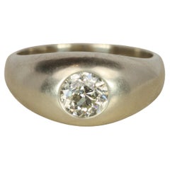 1.17 Carat Old Mine Cut Diamond Solitaire Gypsy Engagement Ring