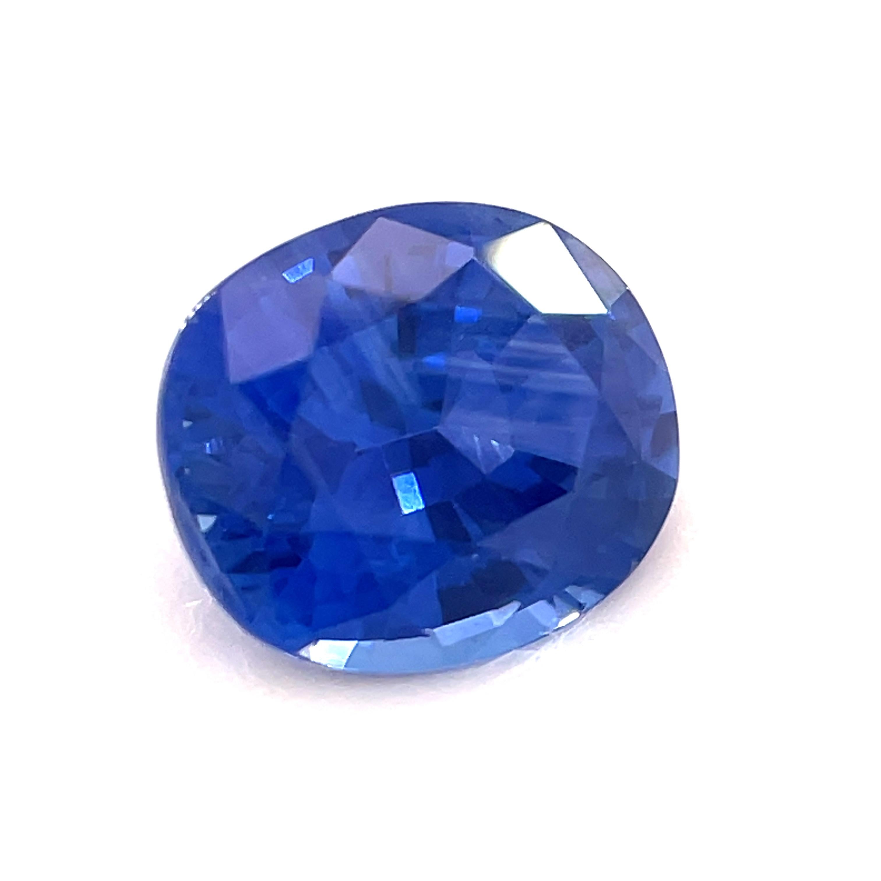 This petite blue sapphire is a lovely gem at an amazingly affordable price! Weighing 1.17 carats with classic Ceylon cornflower blue color, it would look beautiful set with side diamonds as a traditional 3-stone ring! It has a roundish oval shape
