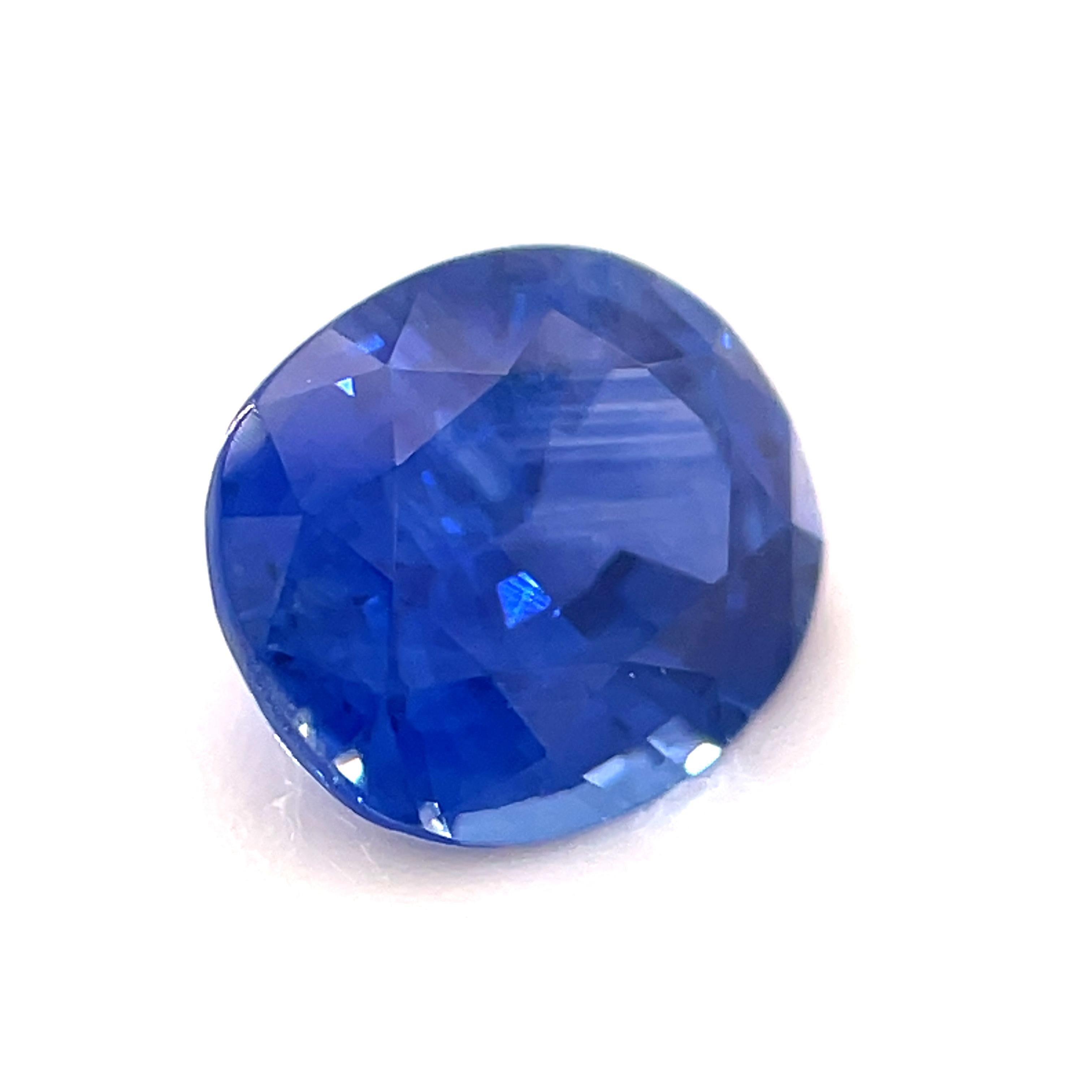 Artisan 1.17 Carat Oval Blue Sapphire Loose Unset 3-Stone Engagement Ring Gemstone For Sale
