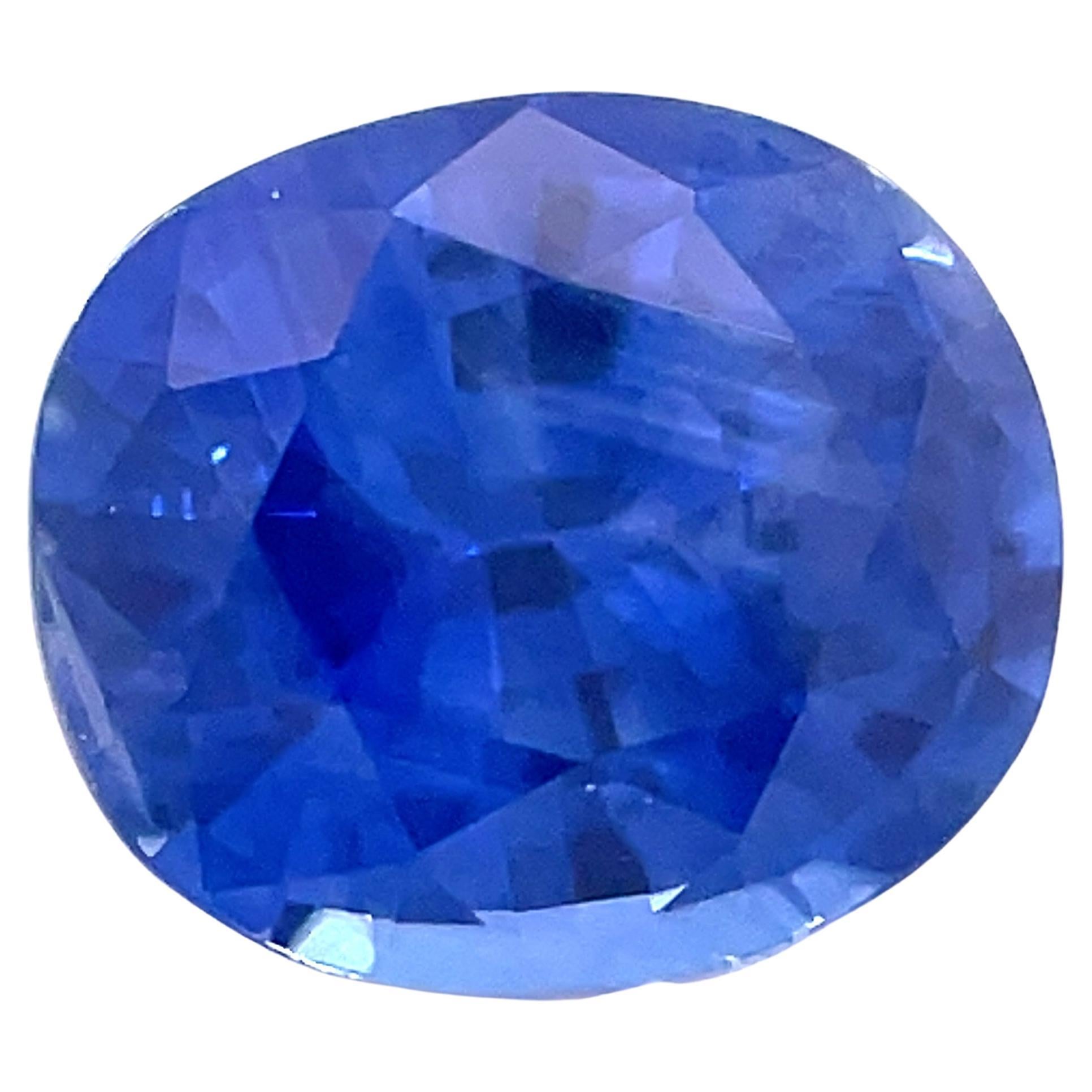 Saphir bleu ovale non serti de 1,17 carat, pierre précieuse de fiançailles à trois pierres