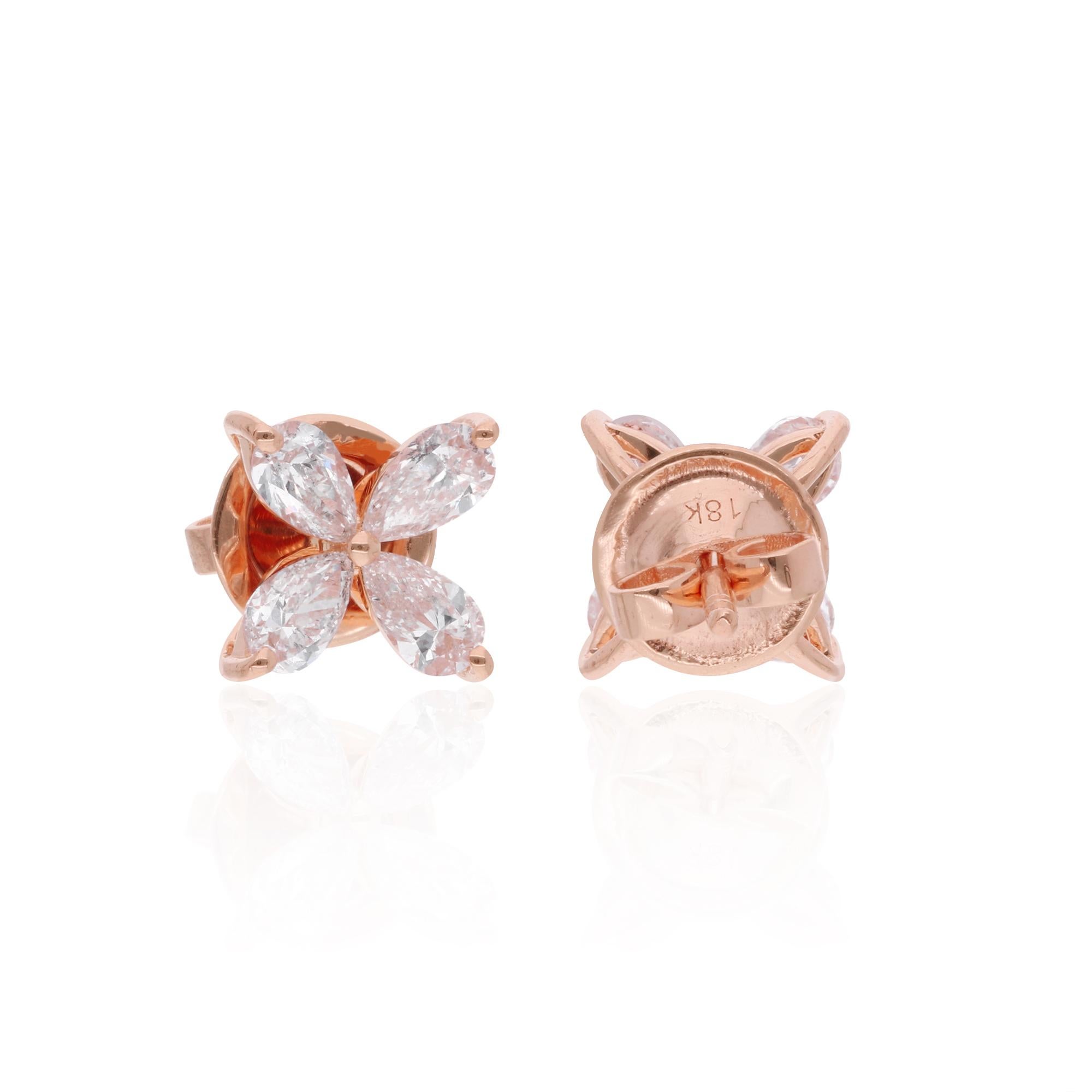 Item Code :- SEE-14352
Gross Wt. :- 2.42 gm
18k Rose Gold Wt. :- 2.18 gm
Natural Diamond Wt. :- 1.18 Ct.  ( AVERAGE DIAMOND CLARITY SI1-SI2 & COLOR H-I )
Earrings Size :- 8 mm approx.

✦ Sizing
.....................
We can adjust most items to fit