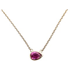 1,17 Karat Rosa Saphir Birne & Mode Halsketten Berberyn zertifiziert in 14K RG