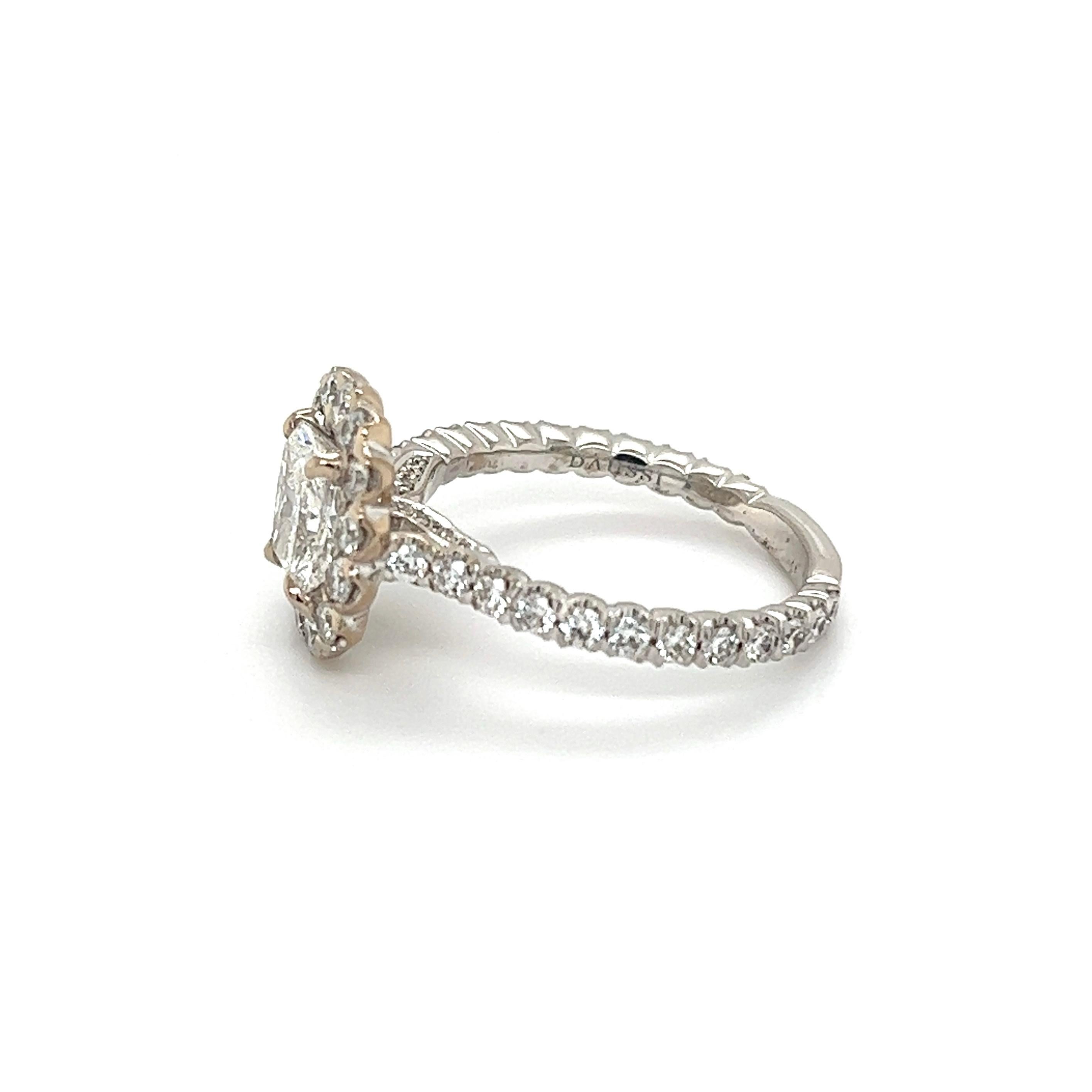 1.17 Carat Radiant Cut Diamond GIA Platinum Henry Daussi Ring Fine Jewelry For Sale 1