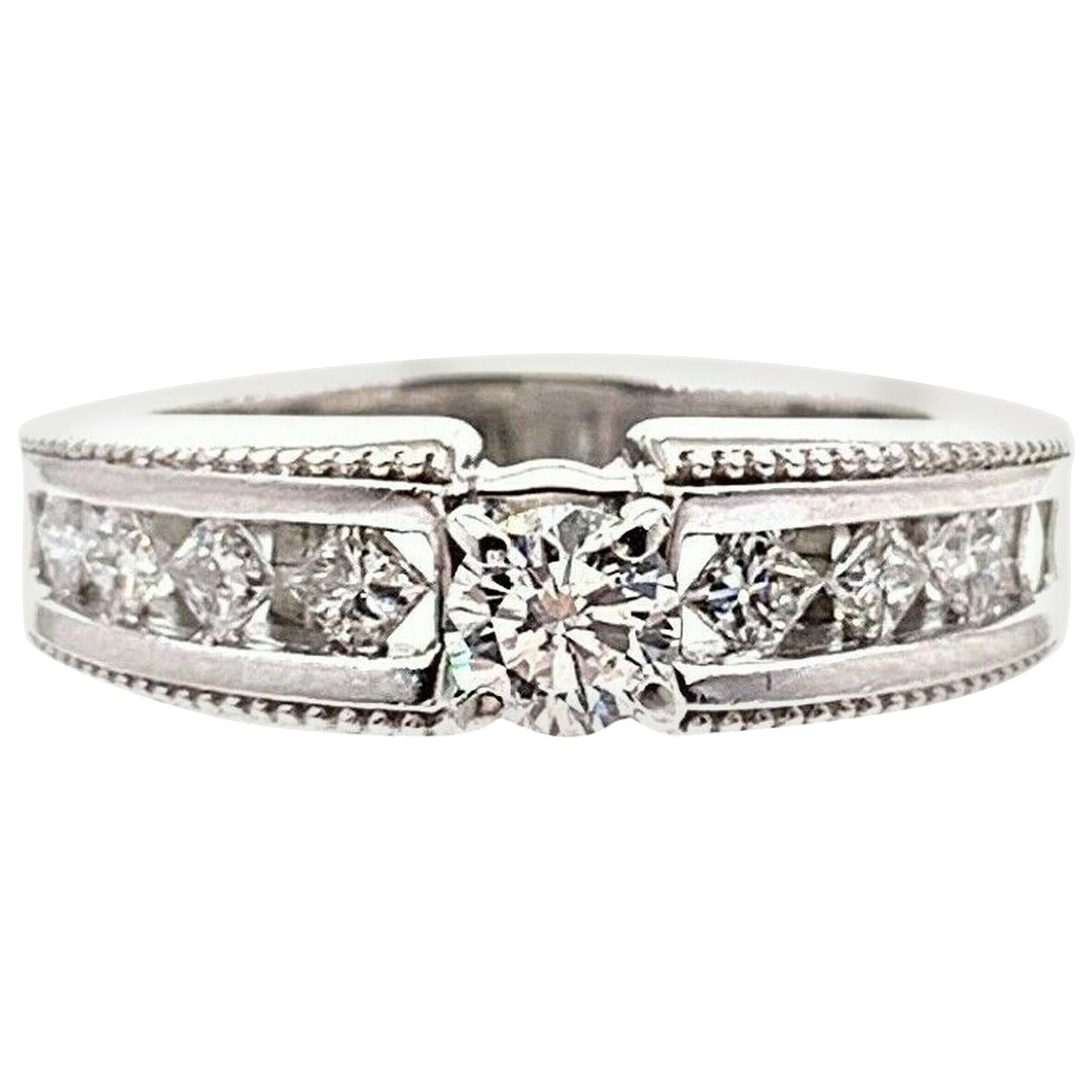 1.17 Carat Round Brilliant Diamond Engagement Ring 14 Karat IGI Certified For Sale