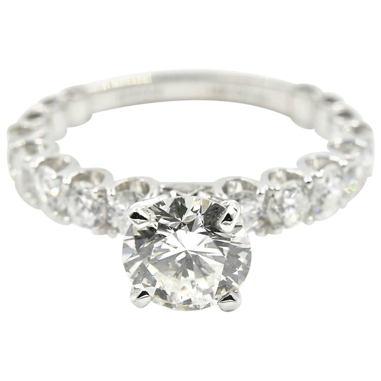 1.17 Carat Round Brilliant Diamond Engagement Ring 18 Karat White Gold