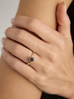 1,17 Karat Runder Brillant-Diamant-Verlobungsring aus Gelbgold mit Salz und Pfeffer