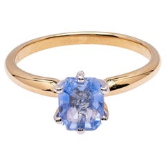1.17 Carat Sapphire 14k Gold Two Tone Solitaire Ring