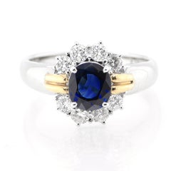 1.17 Carat Natural Sapphire and Diamond Ring set in Platinum and 18K Gold