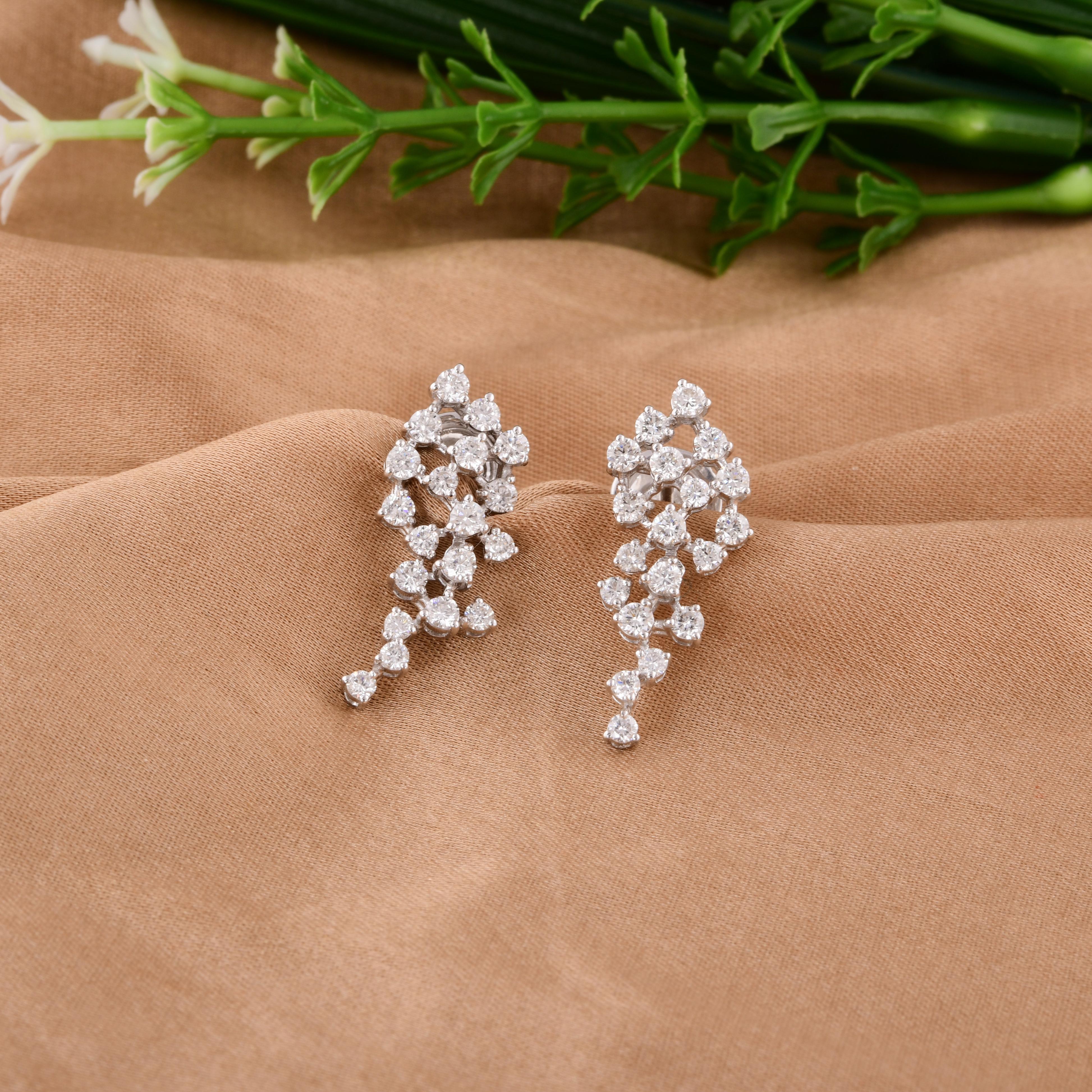 Modern 1.17 Carat SI Clarity HI Color Diamond Stud Earrings 14 Karat White Gold Jewelry For Sale