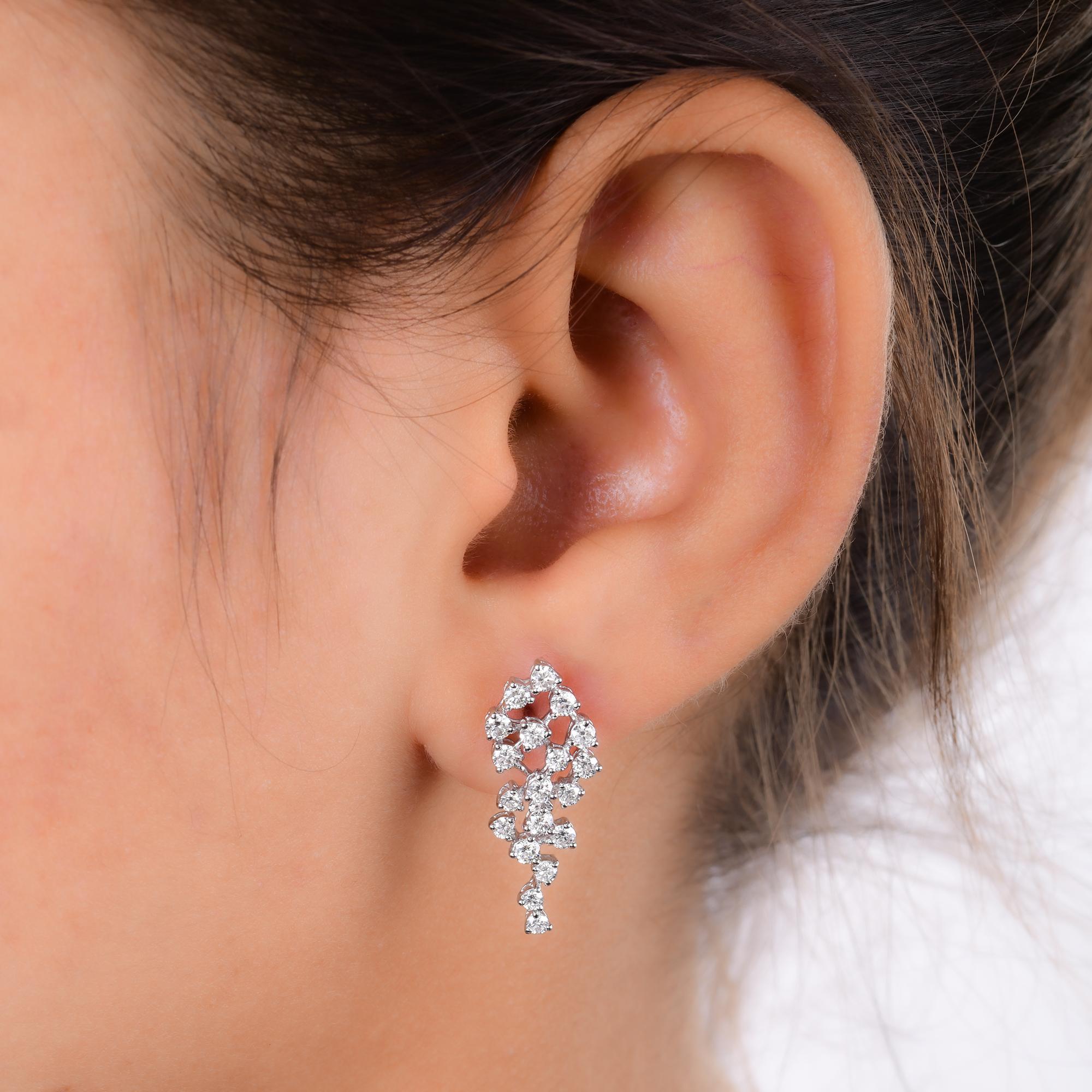 Round Cut 1.17 Carat SI Clarity HI Color Diamond Stud Earrings 14 Karat White Gold Jewelry For Sale