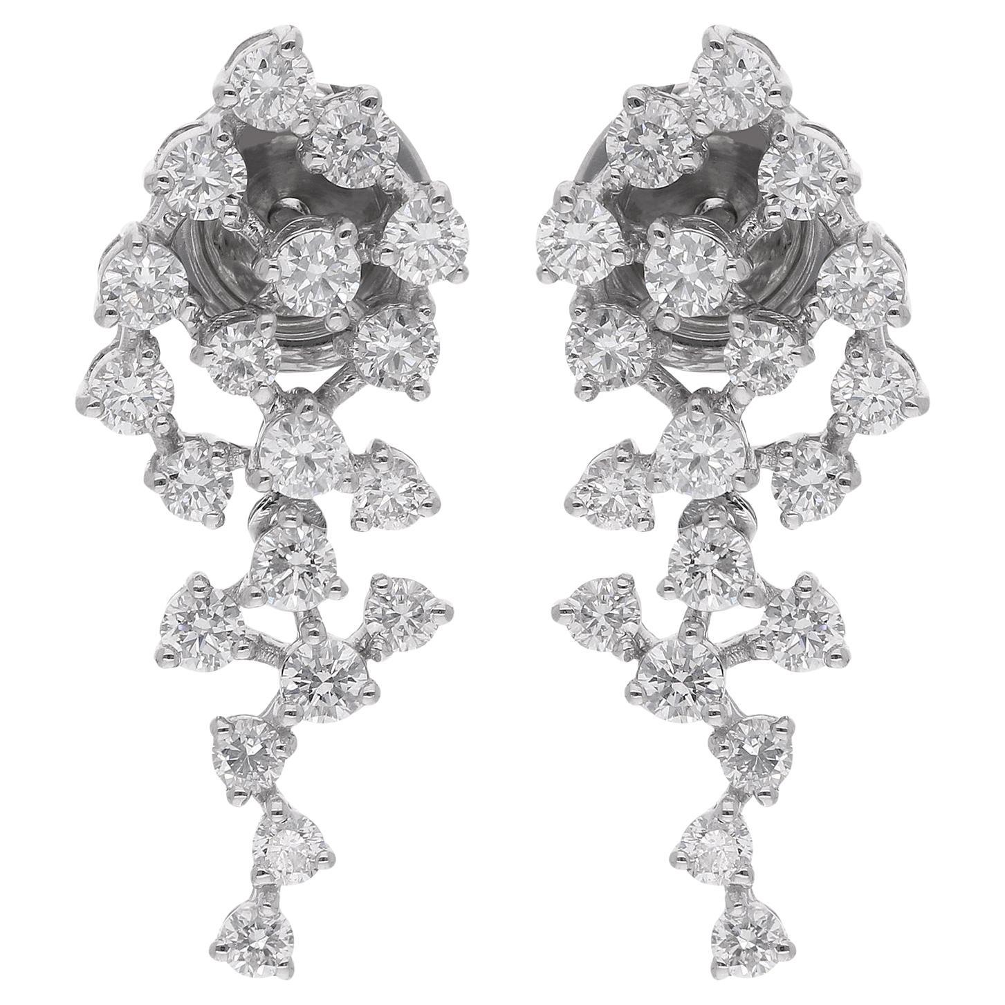 1,17 quilates SI Claridad HI Color Pendientes de Diamantes Joyería de Oro Blanco de 18 Quilates