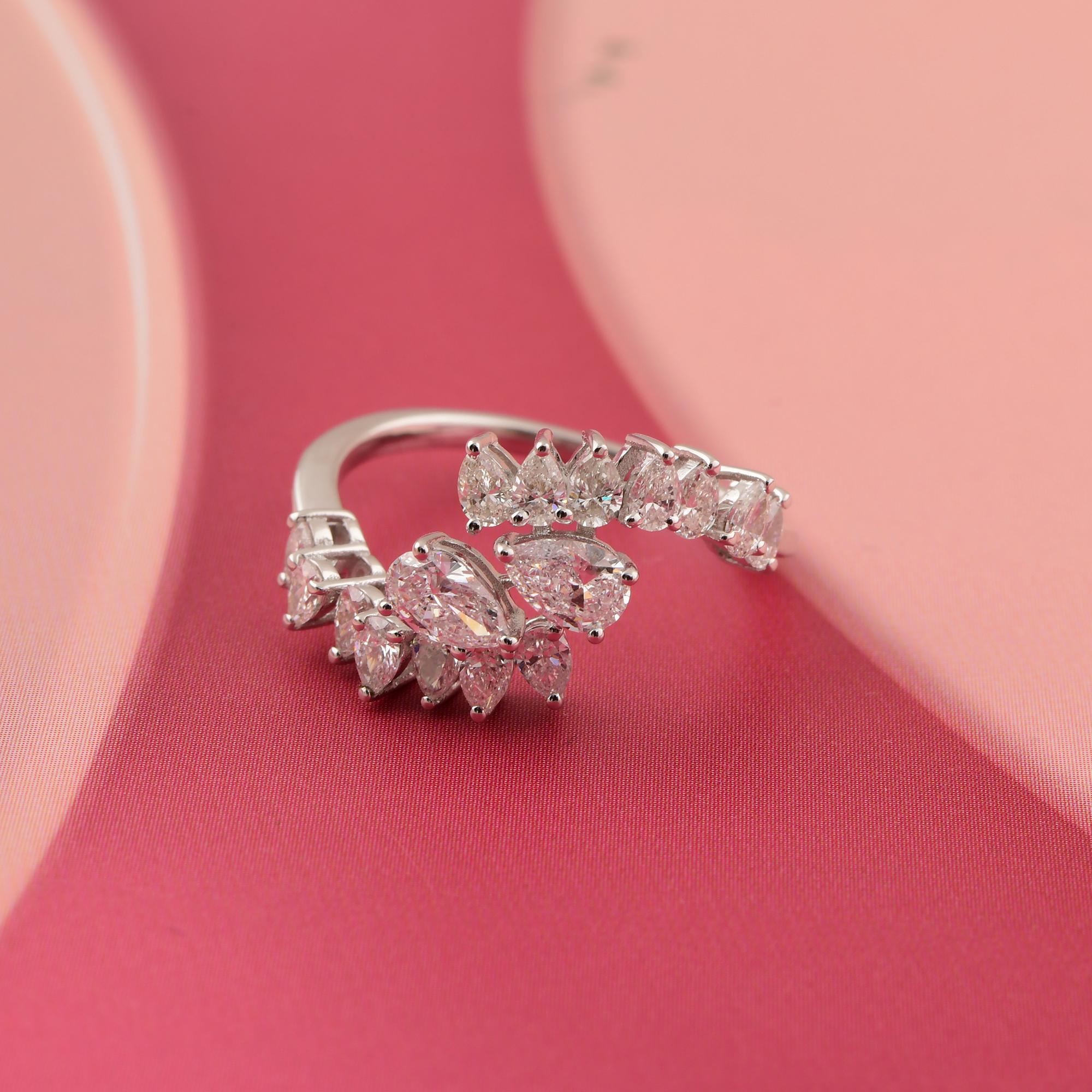 En vente :  1.17 Carat SI Clarity HI Color Pear Brilliant Cut Diamond Ring 18k White Gold 5