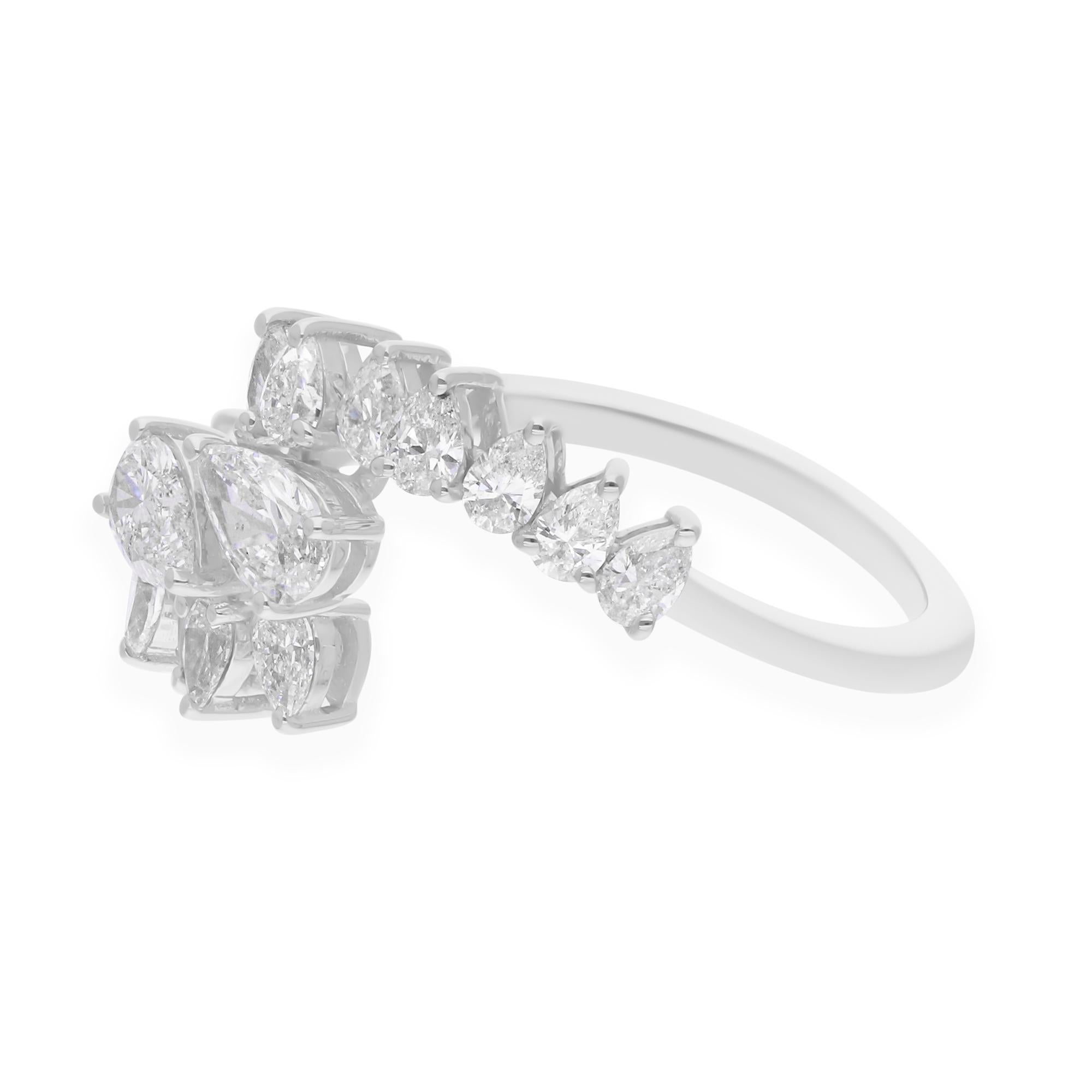 En vente :  1.17 Carat SI Clarity HI Color Pear Brilliant Cut Diamond Ring 18k White Gold 7