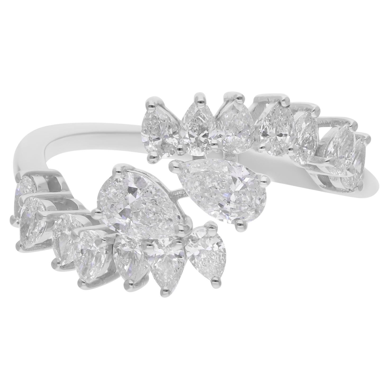 1,17 quilates SI Claridad HI Color Anillo de diamantes talla pera brillante Oro blanco 18k