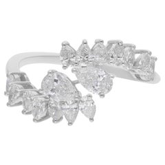 1,17 Karat SI Reinheit HI Farbe Birnenschliff Diamantring 18k Weißgold mit Brillantschliff