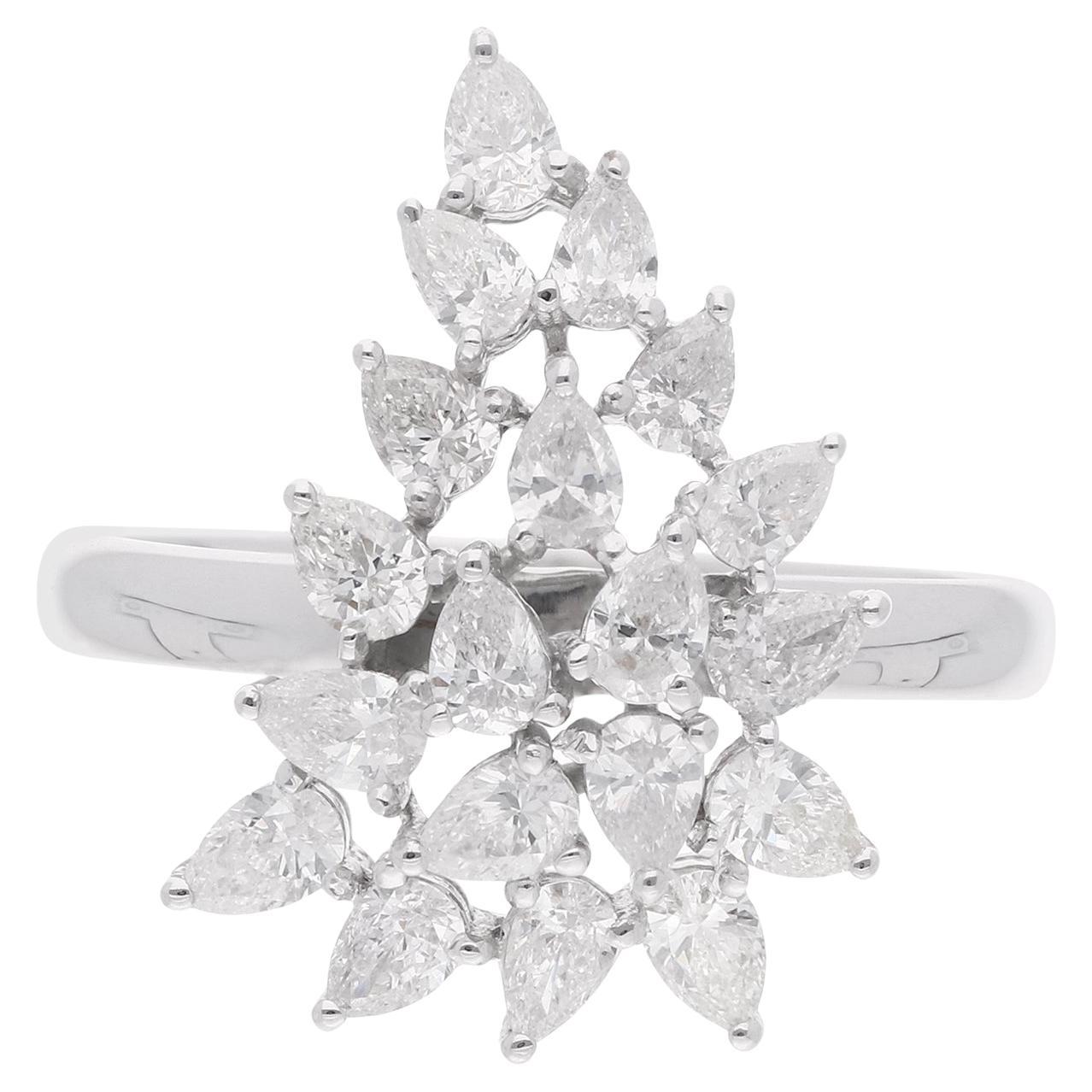 1,17 Karat SI Reinheit HI Farbe Birne Diamant Ring 14 Karat Weißgold Schmuck