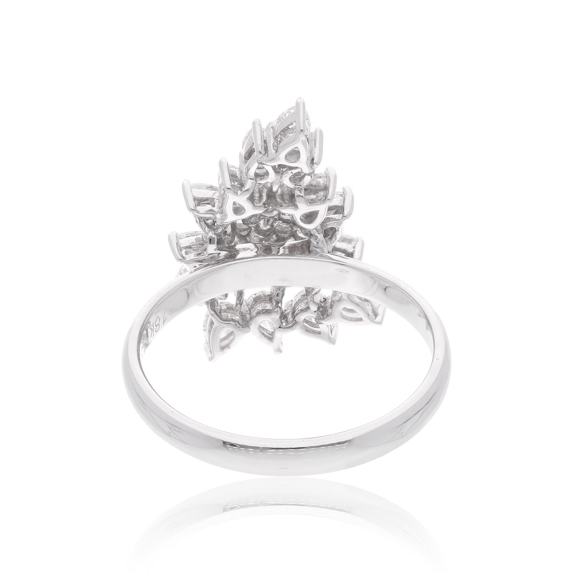 For Sale:  1.17 Carat SI Clarity HI Color Pear Diamond Ring 18 Karat White Gold Jewelry 2