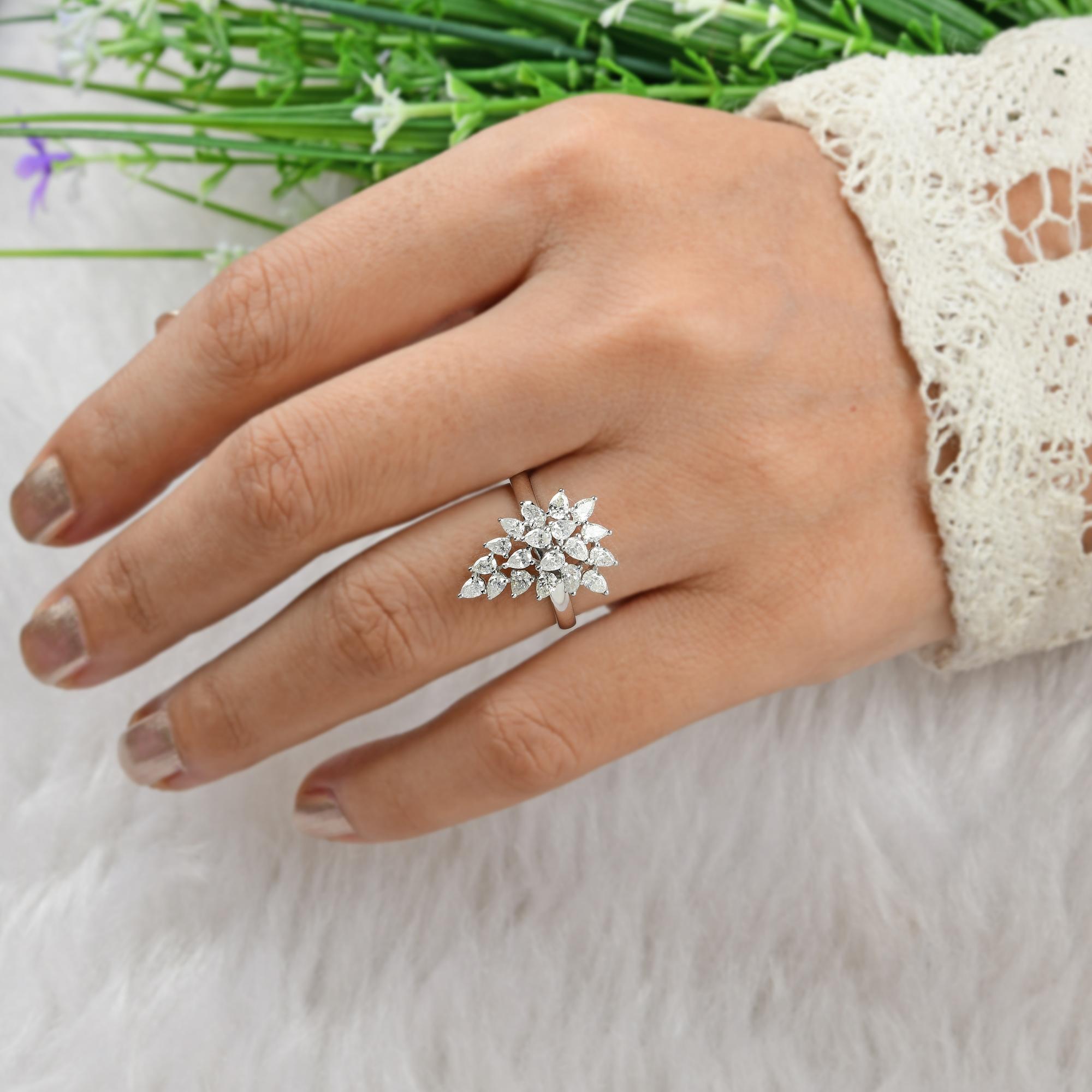 For Sale:  1.17 Carat SI Clarity HI Color Pear Diamond Ring 18 Karat White Gold Jewelry 4