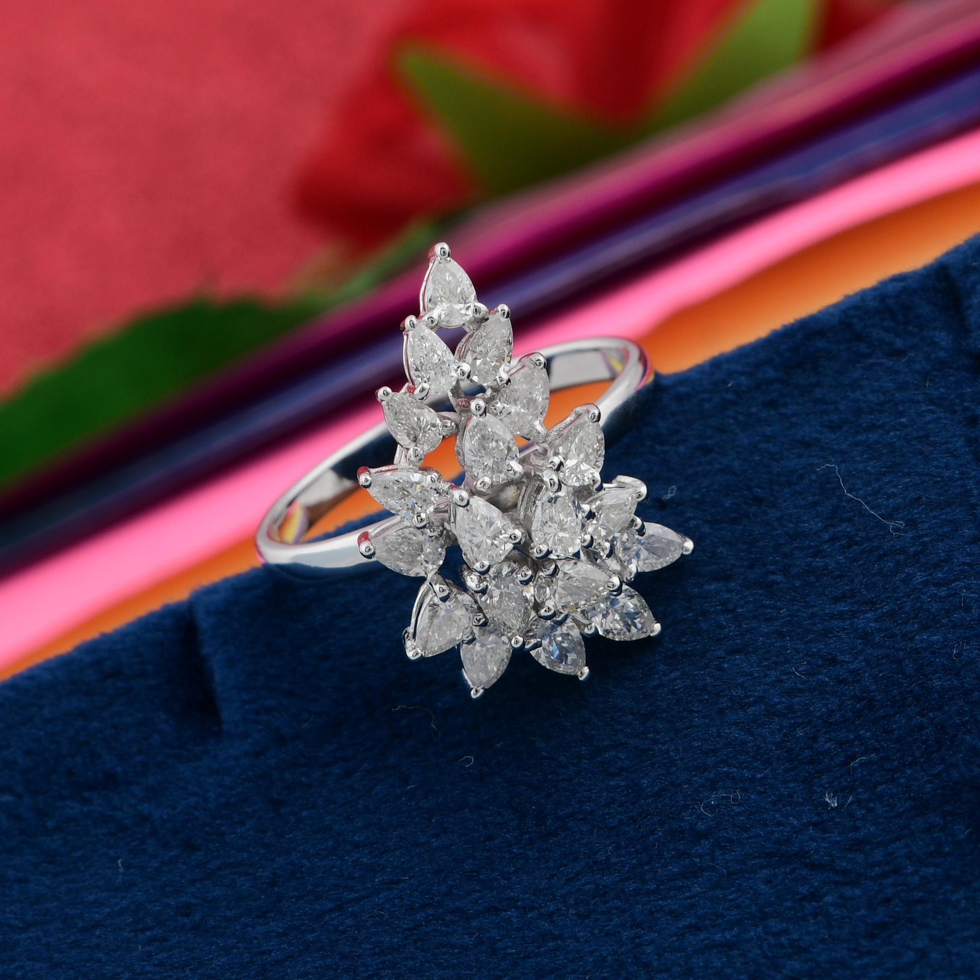 For Sale:  1.17 Carat SI Clarity HI Color Pear Diamond Ring 18 Karat White Gold Jewelry 5