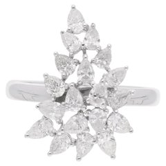 1.17 Carat SI Clarity HI Color Pear Diamond Ring 18 Karat White Gold Jewelry
