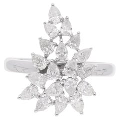 Bague en or blanc 18 carats avec diamant poire de 1,17 carat de pureté SI de couleur hi-colore
