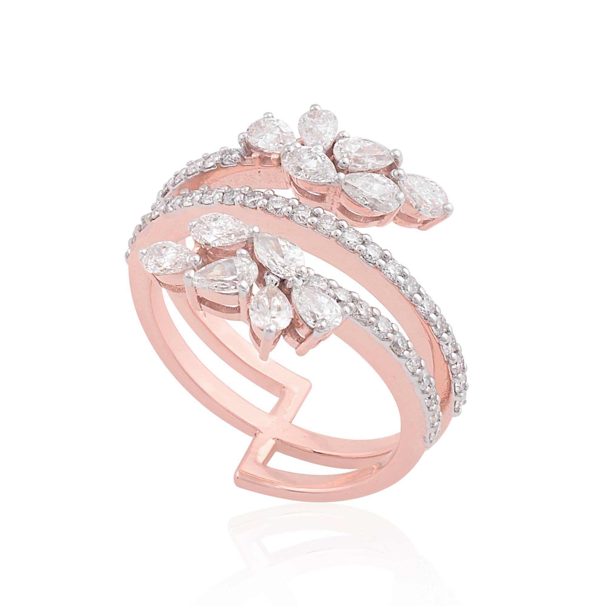 1,17 Karat SI Reinheit HI Farbe Birnen-Diamantring 18k Roségold Handgefertigter Schmuck (Moderne) im Angebot