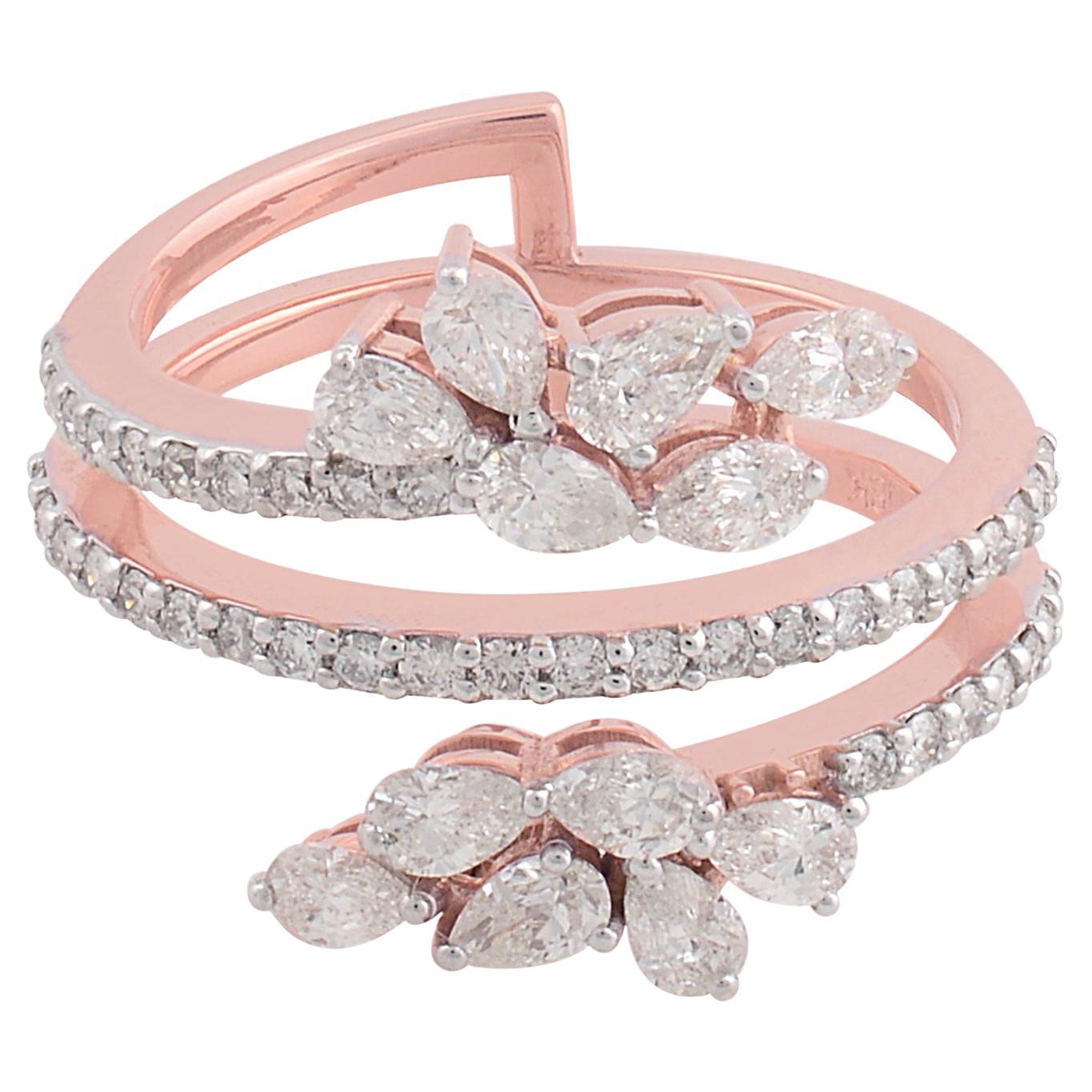 1.17 Carat SI Clarity HI Color Pear Diamond Ring 18k Rose Gold Handmade Jewelry