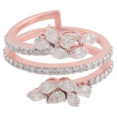 1.17 Carat SI Clarity HI Color Pear Diamond Ring 18k Rose Gold Handmade Jewelry