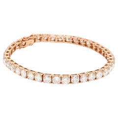 11.7 Carat SI Clarity HI Color Round Diamond Bracelet 18 Karat Rose Gold Jewelry