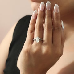 1.17 Carat SI/H Diamond Solitaire Wedding Chevron Band Ring 18 Karat White Gold