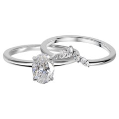 1,17 Karat SI/H Diamant Solitär Hochzeit Chevron Band Ring 18 Karat Weißgold