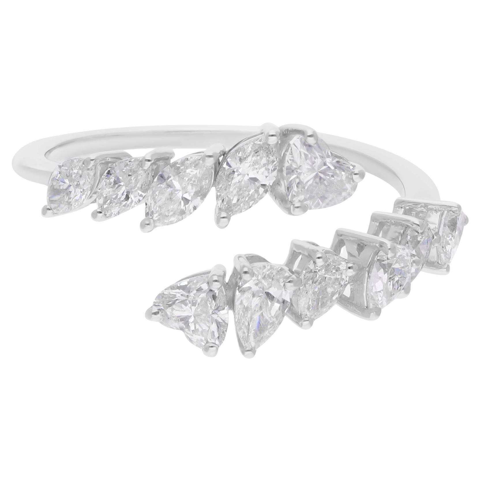 Anillo de diamantes talla brillante corazón de pera SI/H de 1,17 quilates Joyas de oro blanco de 14k en venta