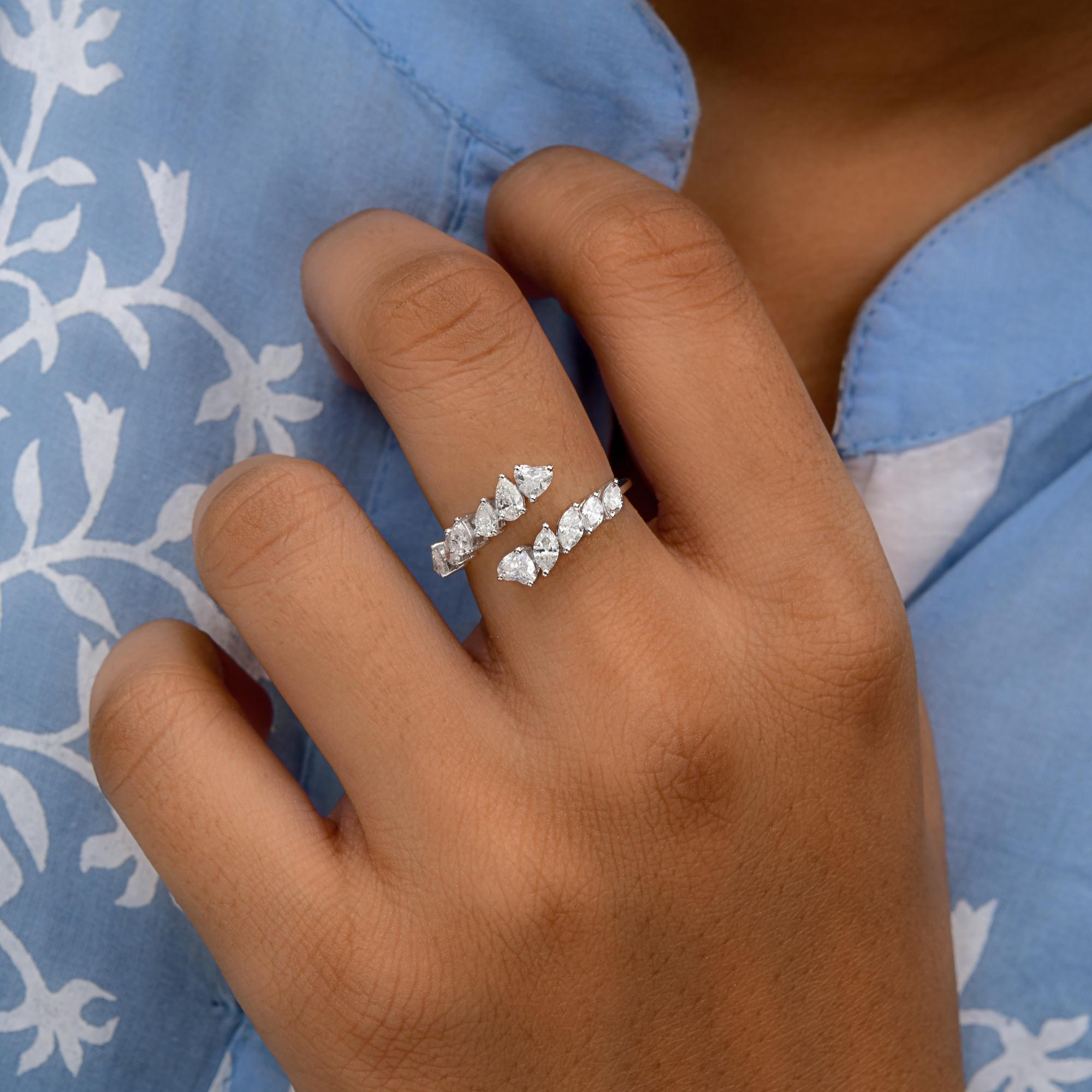 1.17 Carat SI/H Pear Heart Brilliant Cut Diamond Ring 18k White Gold Jewelry Neuf - En vente à Diera, Dubai