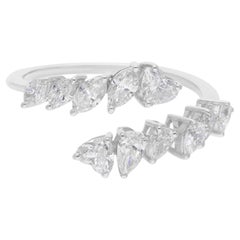 1.17 Carat SI/H Pear Heart Brilliant Cut Diamond Ring 18k White Gold Jewelry