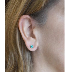 1.17 Carat t.w. Round Natural Colombian Emerald Stud Earrings in White Gold