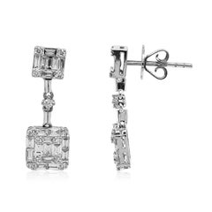 1.17 Carat White Diamond White Gold Earrings