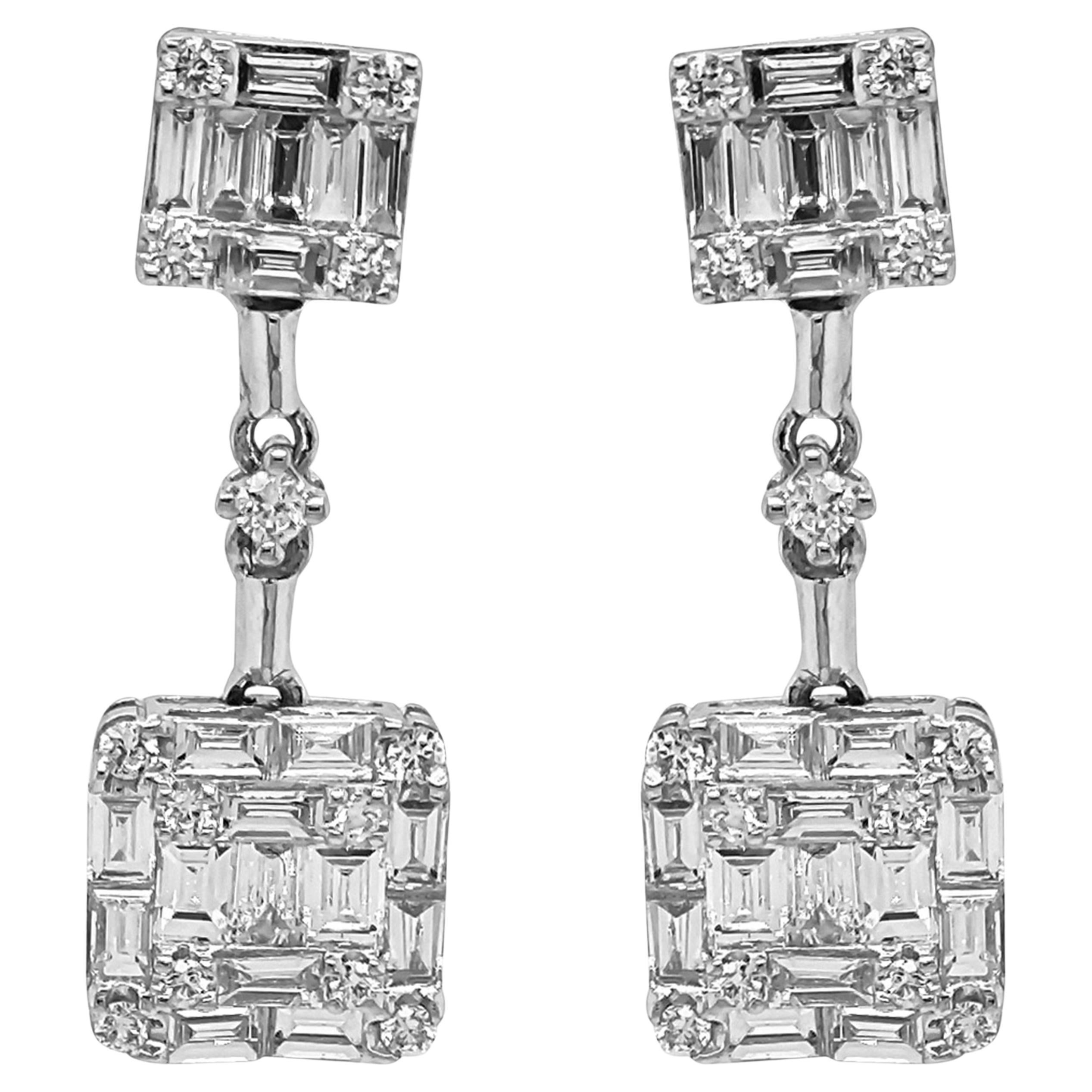 Boucles d'oreilles en or blanc avec diamant blanc de 1.17 carats