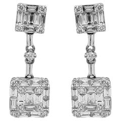 1.17 Carat White Diamond White Gold Earrings