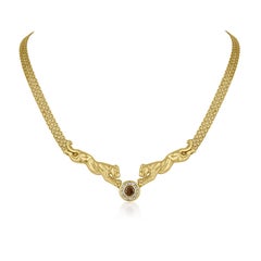 1.17 Carats Champagne Diamond Yellow Gold Panther Necklace
