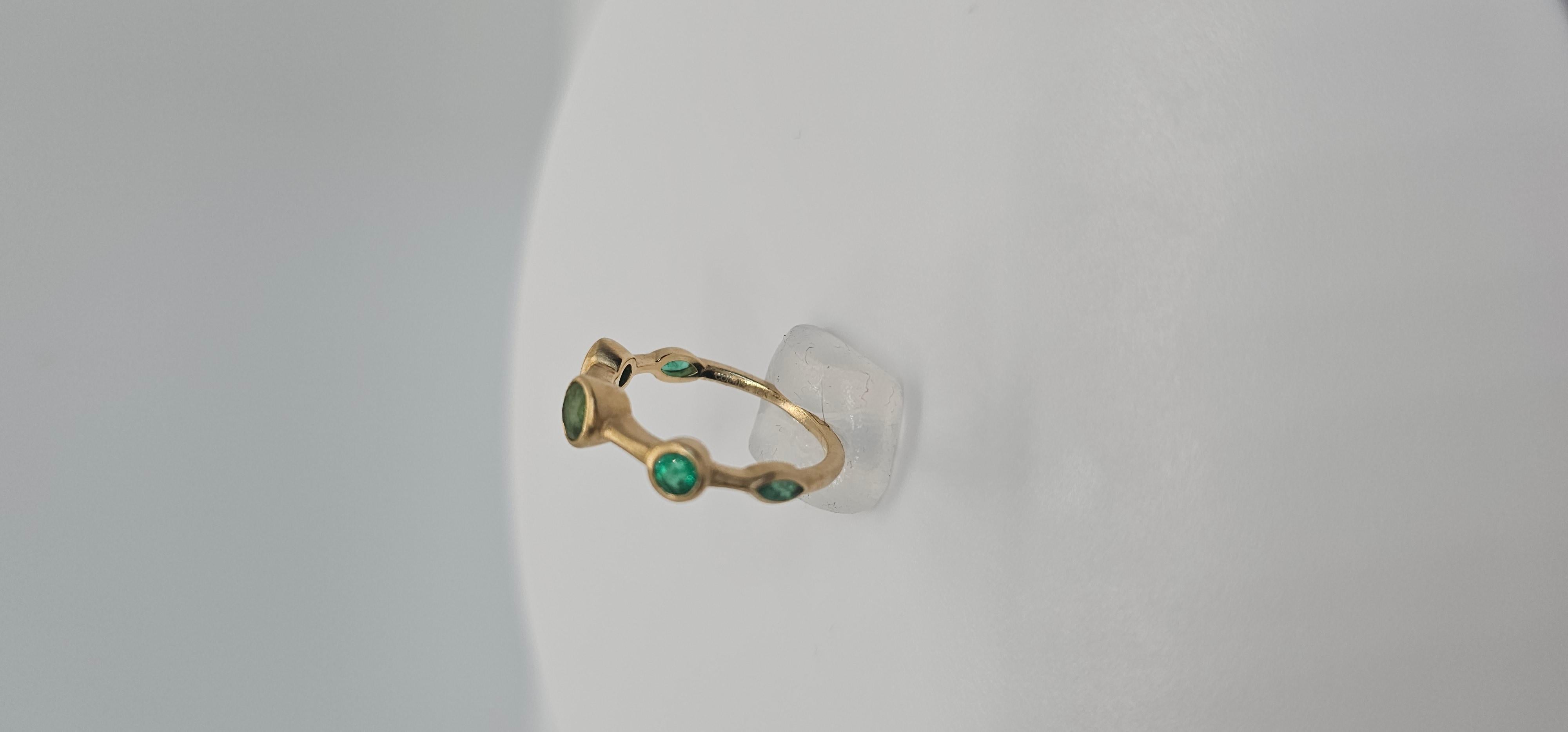 Neoclassical 1.17 Carats Colombian Emeralds and Natural Diamond Three Stone Halo Ring For Sale