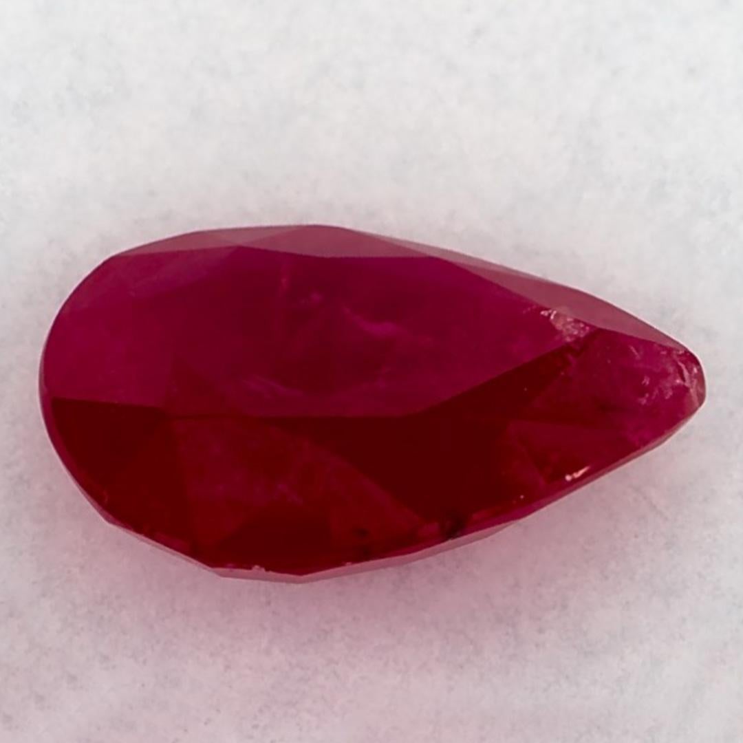 1.17 Ct Ruby Pear Loose Gemstone In New Condition In Fort Lee, NJ