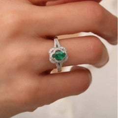 1.17 Emerald And Engagement Diamond Ring