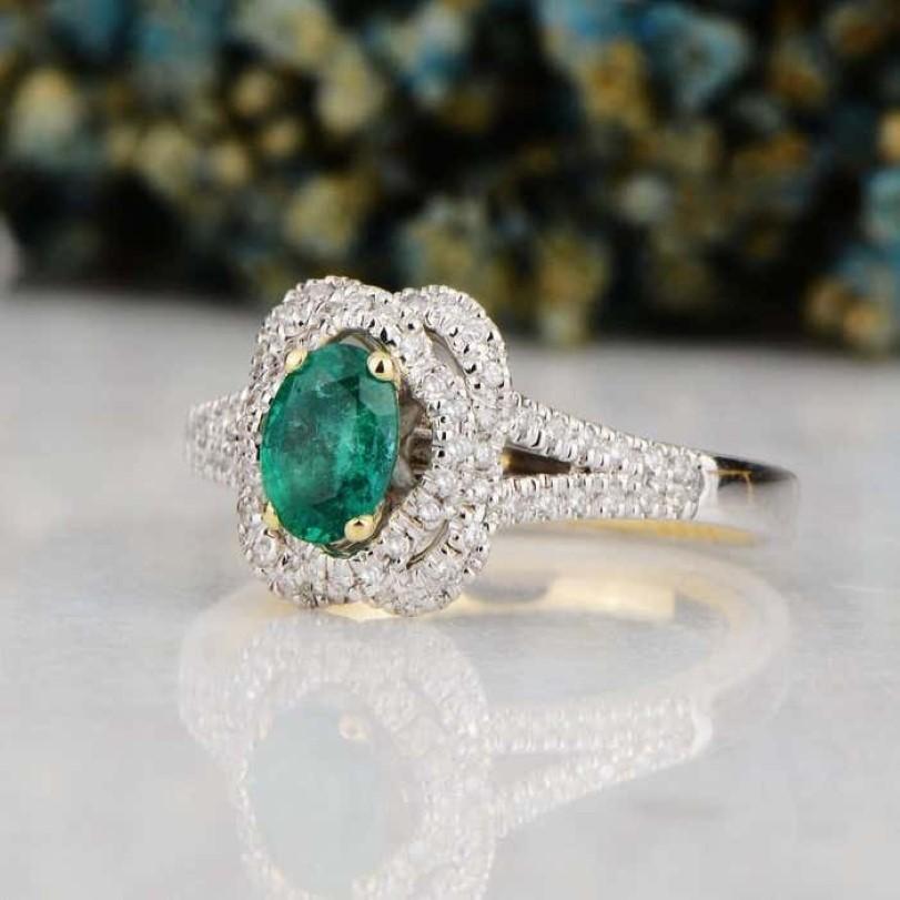 1.17 Emerald And Engagement Diamond Ring For Sale 1