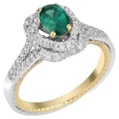 1.17 Emerald And Engagement Diamond Ring