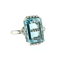 11.70 Carat Aquamarine Diamond Gold Ring