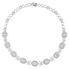 11.70 Carat Diamond 14 Karat White Gold Statement Necklace
