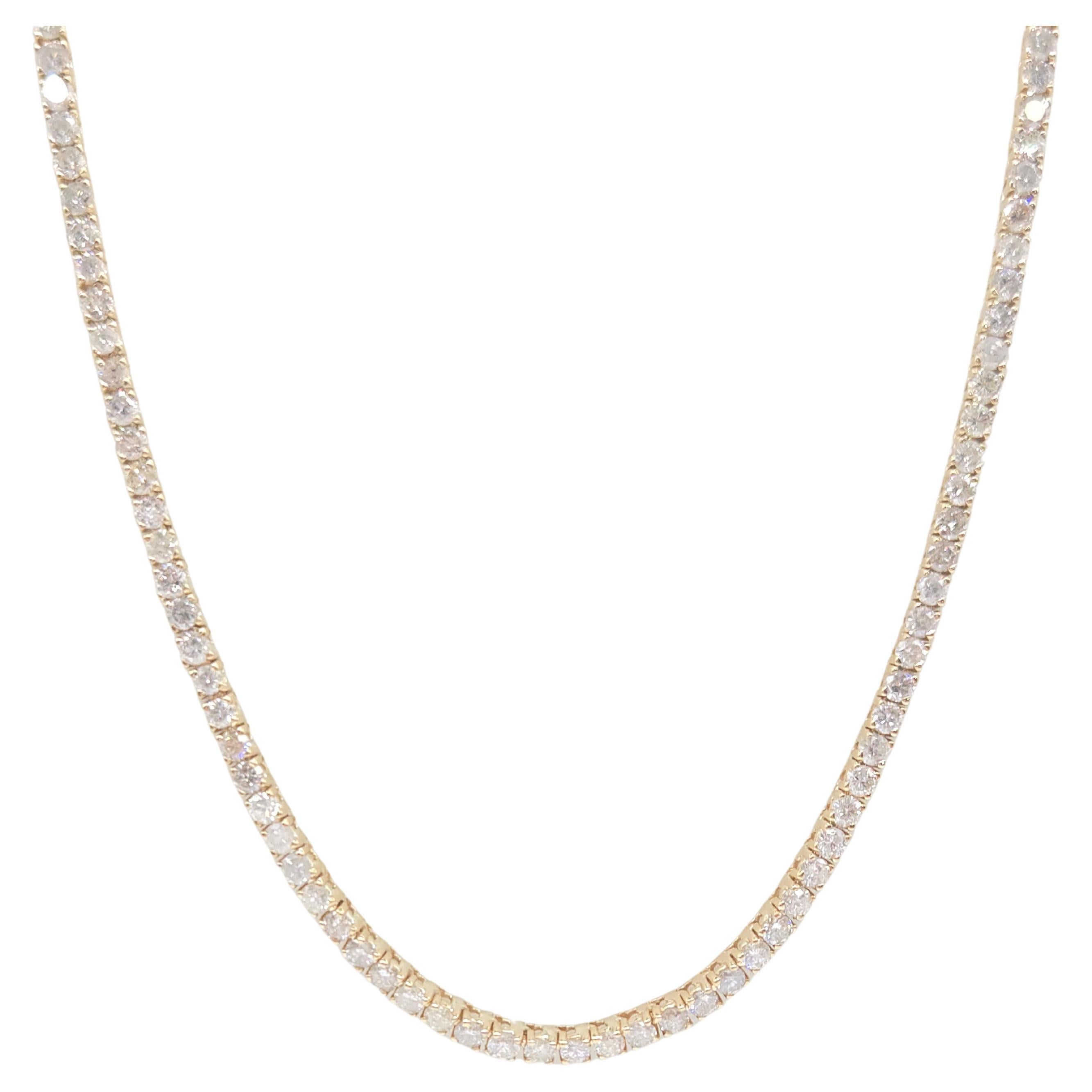 11,70 Karat natürlicher Diamant Tennis Halskette in 14K Gelbgold 16"