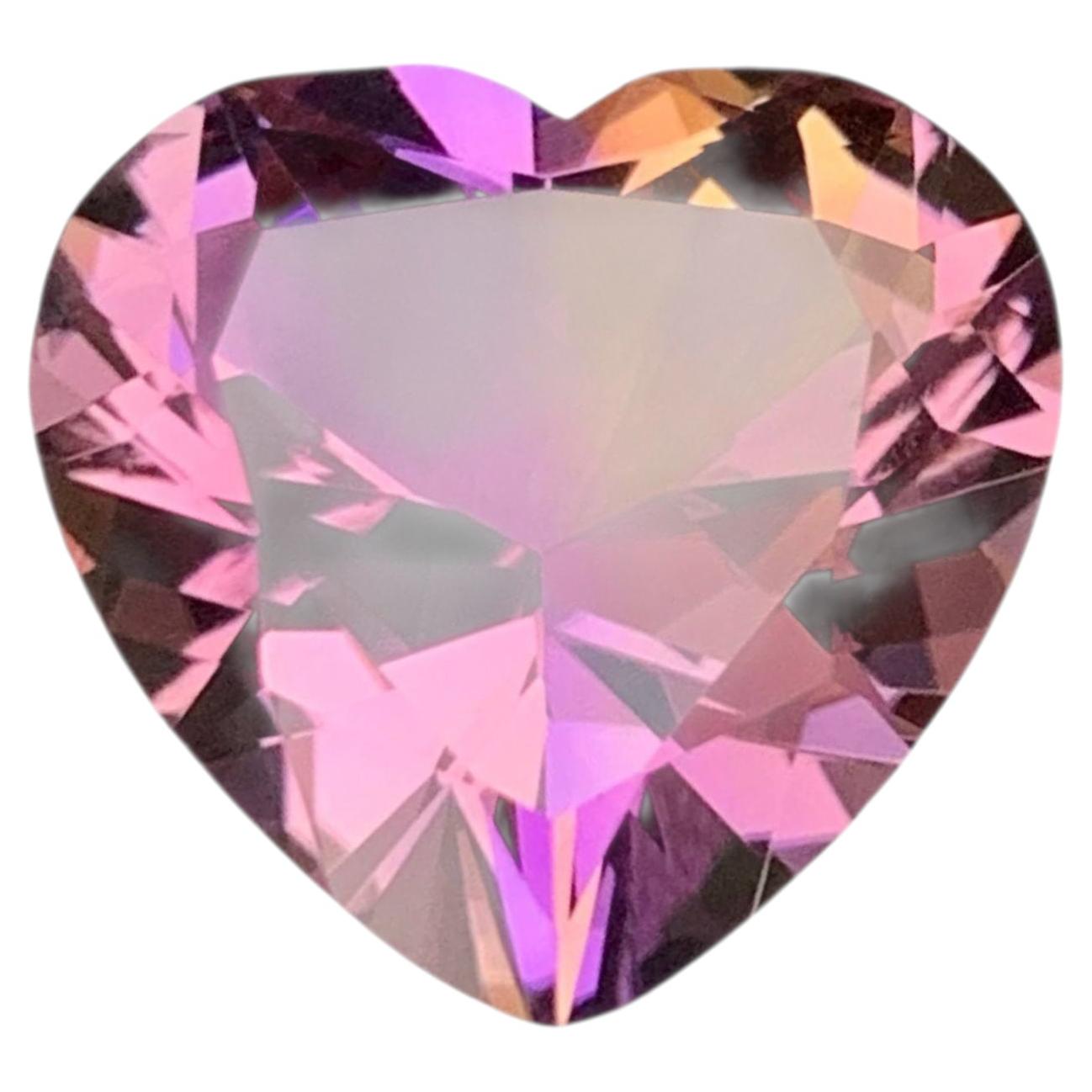 11.70 Carat Natural Loose Bicolor Heart Shape Ametrine Brazilian Gemstone